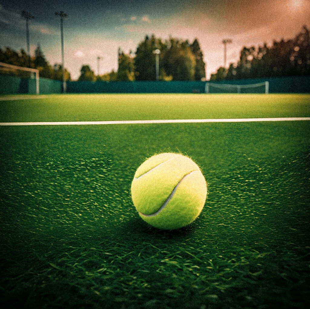 Tennis ball on a court